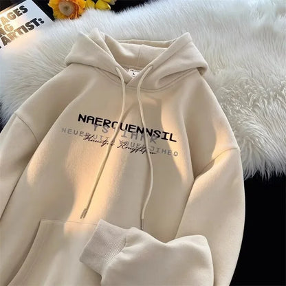 Autumn High Street Letter Printed Hooded Sweatshirt Men Casual Loose Vintage American Style Hoodies Y2K Aesthetic Fashion Hoodie Street King Limited