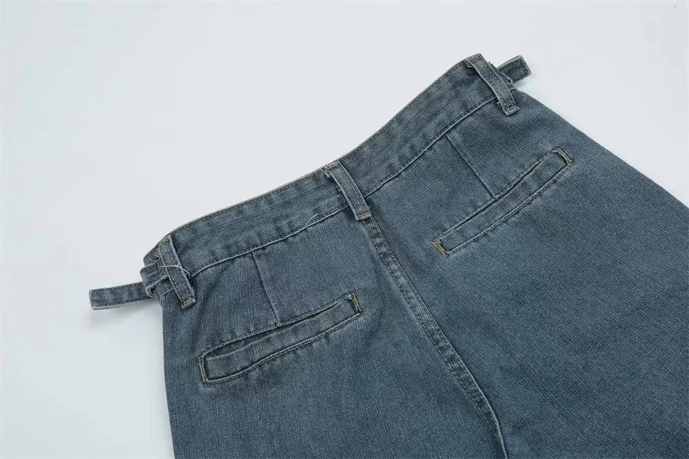punk rivet denim jeans pants mens 2023 harajuku streetwear bottom zipper cotton casual oversize joggers straight pants trousers unique joggers style 3468