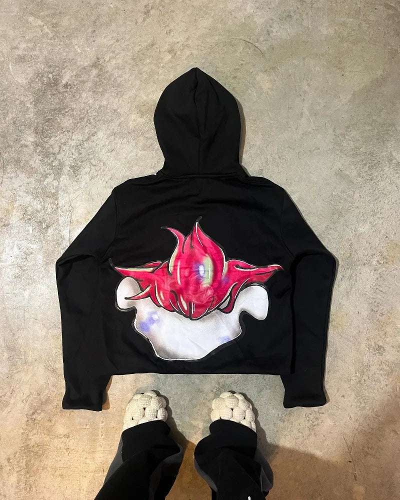 American Harajuku fashion cartoon letter print hoodie male y2k Goth punk couple Street trend casual loose oversized sweatshirt Street King Limited