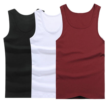 Hot Sale 3pcs / 100% Cotton Mens Sleeveless Tank Top Solid Muscle Vest Undershirts O-neck Gymclothing Tees Whorl Tops Street King Limited
