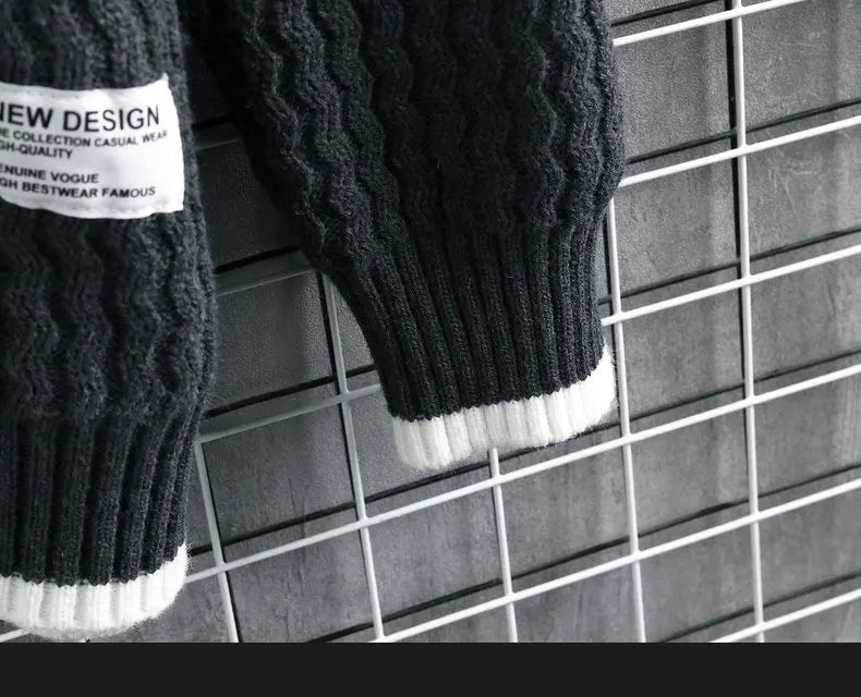 Stripe Sweaters Men Winter Korean Style Mens Warm Sweater Men Fashion Sweaters Splicing Color Patterns Men's Wool Pullovers Male Street King Limited