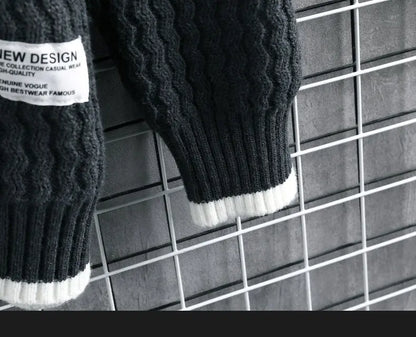 Stripe Sweaters Men Winter Korean Style Mens Warm Sweater Men Fashion Sweaters Splicing Color Patterns Men's Wool Pullovers Male Street King Limited