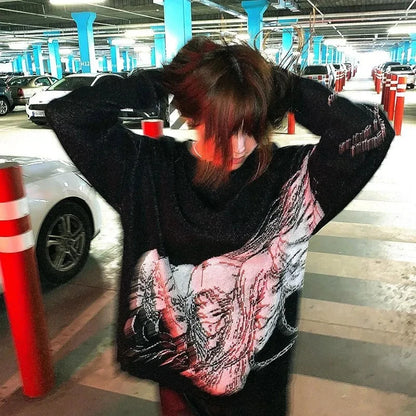 Traf-2024 women's sweater zssiibo official website autumn new y2k fashion trend couple pullover women's clothing sales Street King Limited