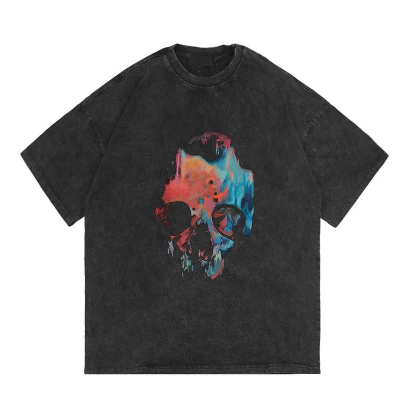 Rainbowtouches Summer T-shirts Oversized Men Fashion Acid Wash T-Shirt Loose Hip Hop High Street Style Unisex Quality Clothing Street King Limited
