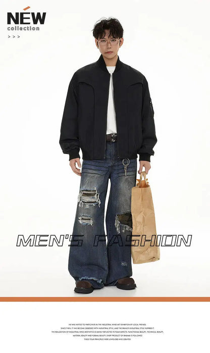 spring autumn cleanfit bomber jacket men streetwear fashion loose casual hip hop short cargo motorcycle jacket women coat unique cargo style 464