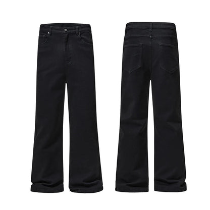 men black elastic denim micro flared jeans pants streetwear fashion cleanfit hip hop punk slim fit jeans y2k pants trouser stacked flare jeans