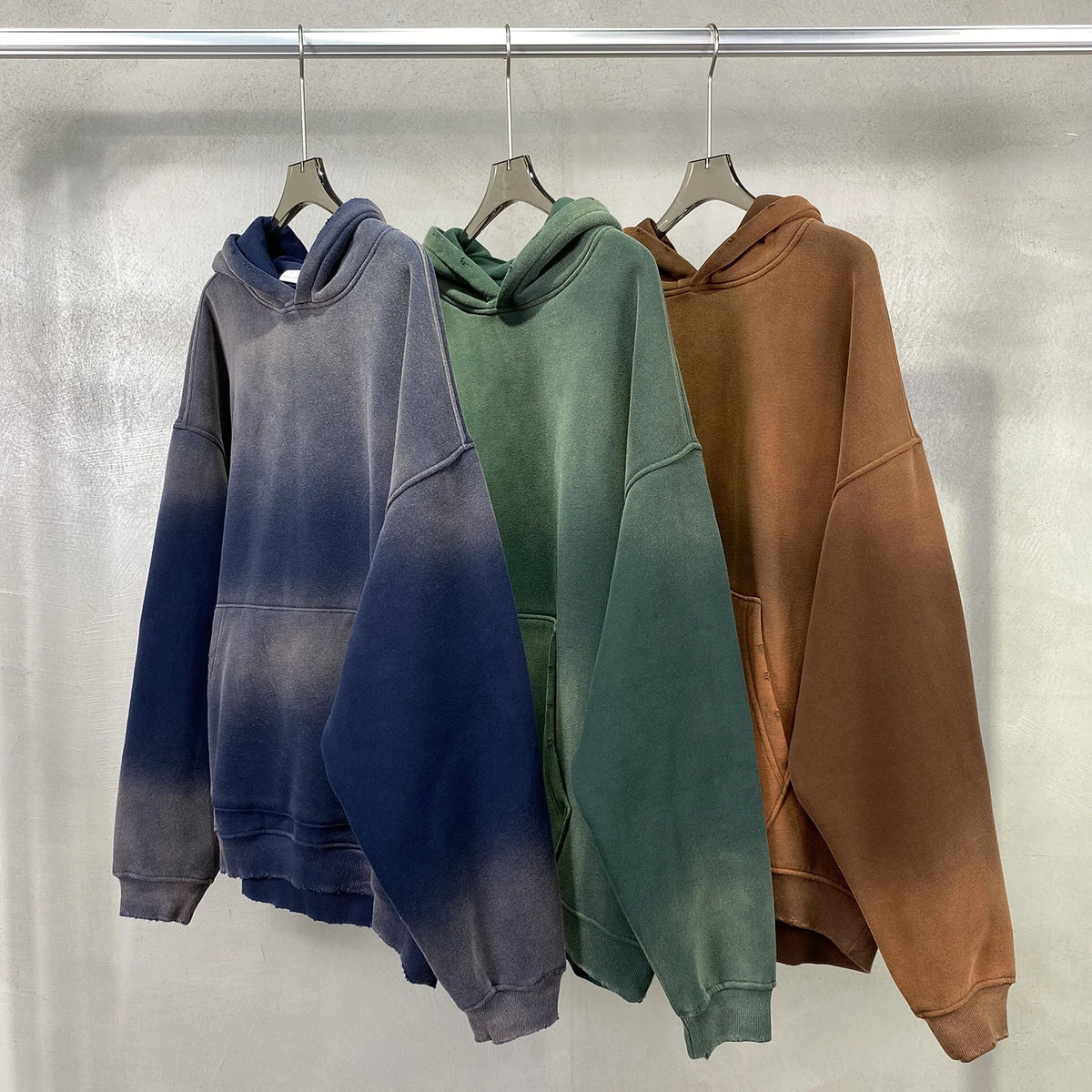 Autumn and Winter Washing Spray Dyeing Baggy Hoodies Distressed Hip Hop Gradient Men's and Women's Oversize Hooded Sweatshirts Street King Limited