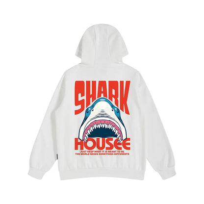 New in Anime Shark Graphic Printed Hooded Sweatshirts Men Hip Hop Fashion Pullover Hoodies Y2K Streetwear Loose Fleece Hoody Street King Limited