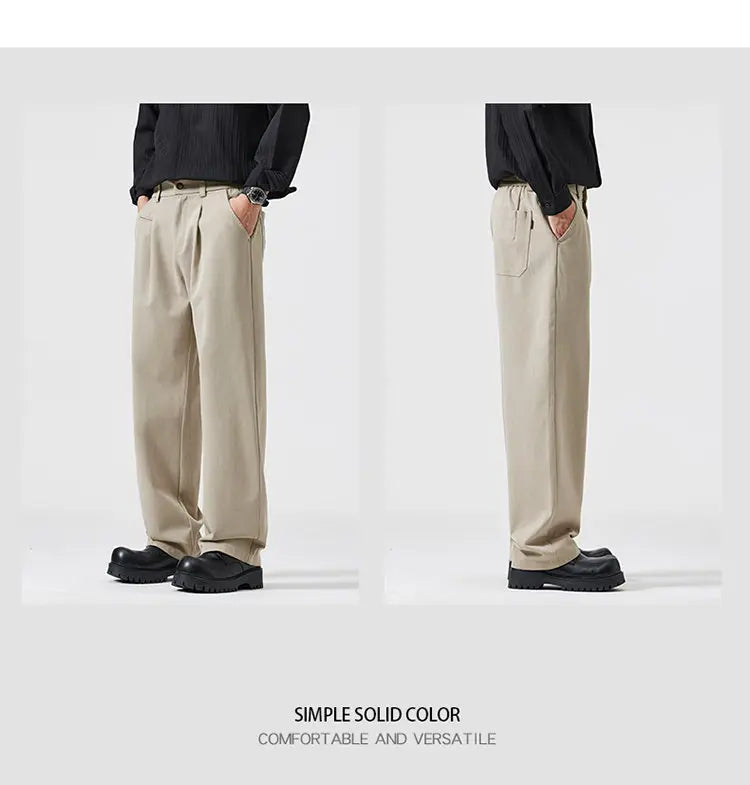 simple casual pants mens spring autumn loose fashion straight wide leg plus size pants cityboy streetwear trousers unique default style 2135