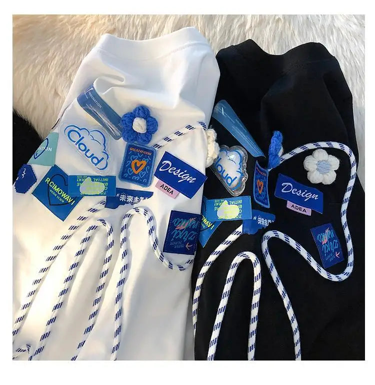 Super Chic Appliques Butterfly Bow Creative T Shirts Sweet Girl Kawaii Clothes 2022 Summer Large 2XL Korean Brand Office Ladies Street King Limited