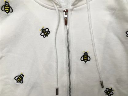 New luxury Men Novelty Embroidery bee Hoodies Hoody hooded Sweatshirts velvet Cotton Drake Thicken Fleece pullover Thicken E03 Street King Limited
