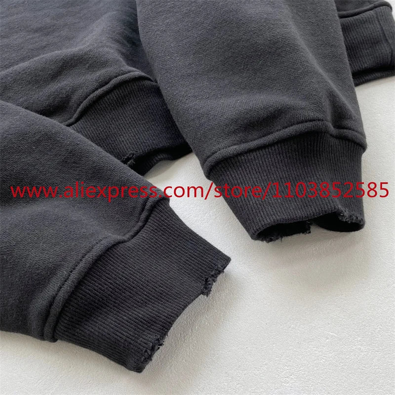 2024 Autumn/Winter High Street Basic Vintage Damaged Hole Loose Hoodie Hoodie Hoodie Hoodie Jacket Long Sleeve Heavy Weight Street King Limited