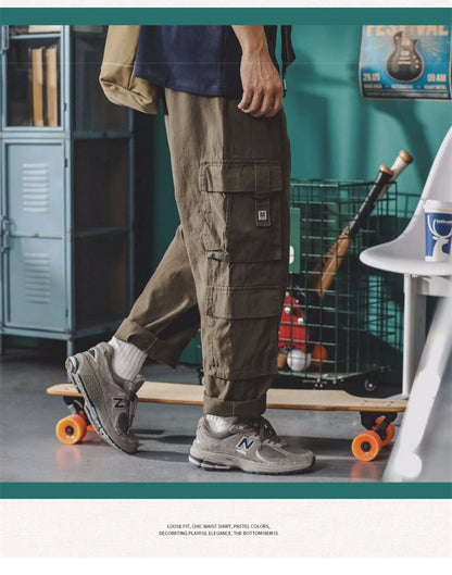 american vintage baggy cargo pants men outdoor sport military tactical sweatpants y2k straight multi pocket overalls trousers unique joggers style 456