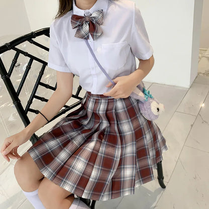 Jk Uniforms Gyaru School Uniform for Girl Student Pleated Skirt Uniform Set Women Short Sleeve Bow Tie Seifuku Japanese Style Street King Limited