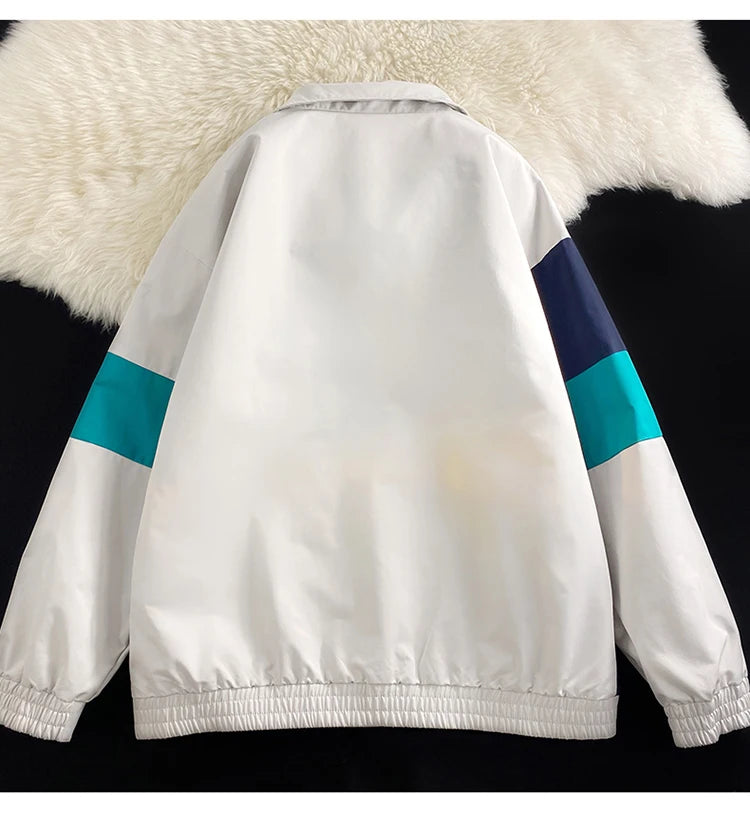 2024 spring mens standing collar jacket patchwork loose windbreaker zipper sports outdoor jackets unisex punching jacket unique default style 5478