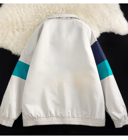 2024 spring mens standing collar jacket patchwork loose windbreaker zipper sports outdoor jackets unisex punching jacket unique default style 5478