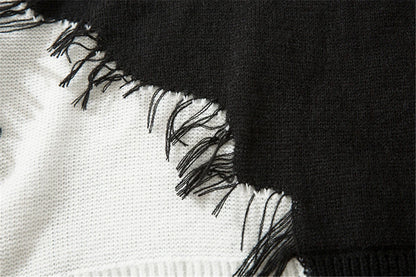 Men Ripped Sweater 2023 Distressed Vintage Graphic Streetwear Hip Hop Knitted Pullover Retro Sweater Loose Knitwear Hipster Street King Limited