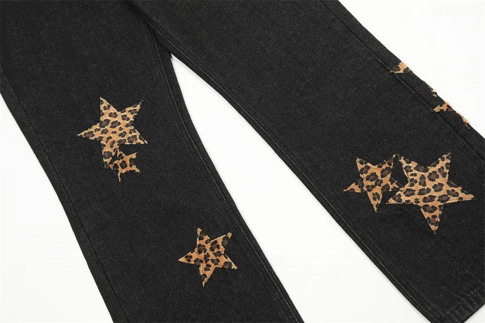 black baggy jeans men star patchwork straight denim pants fashion jeans male streetwear hip hop y2k loose trousers unique jeans style 4898