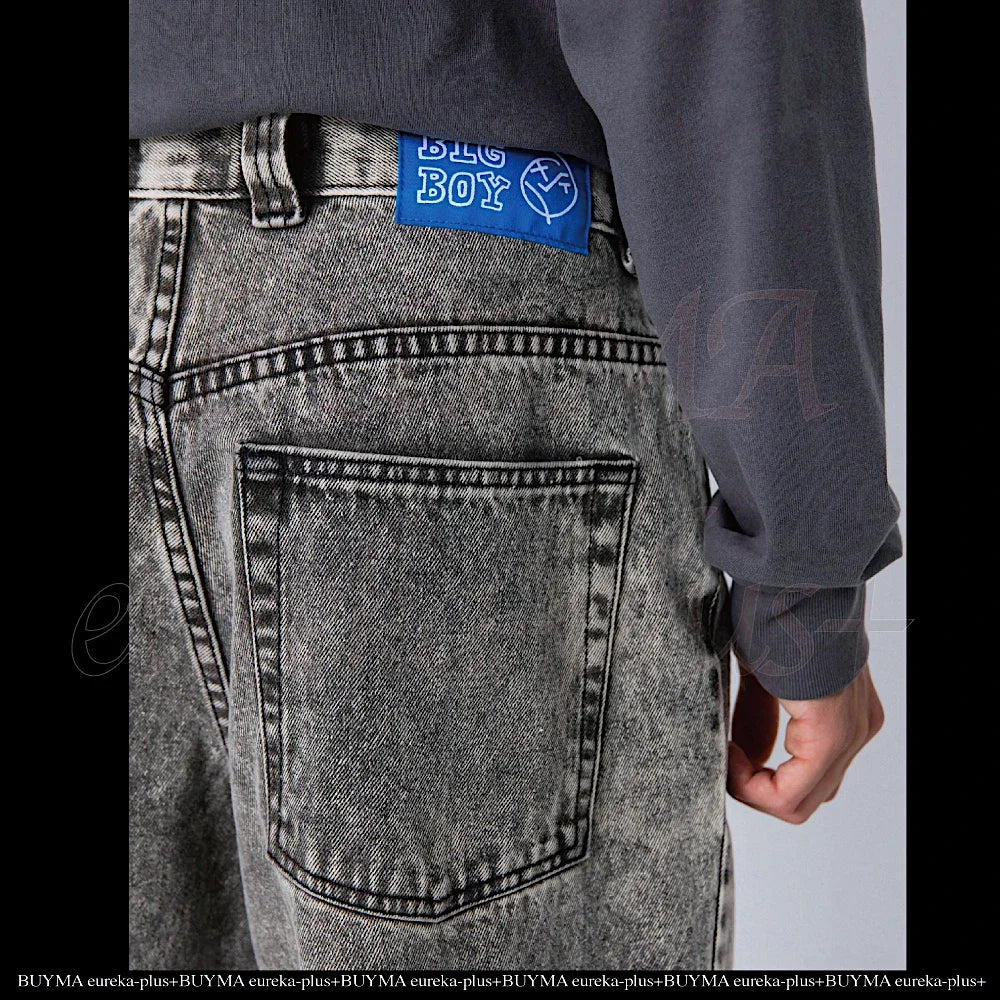 harajuku hip hop big boy jeans y2k skateboard pants gothic graphic embroidery retro high waist baggy jeans mens wide trousers vintage washed jeans
