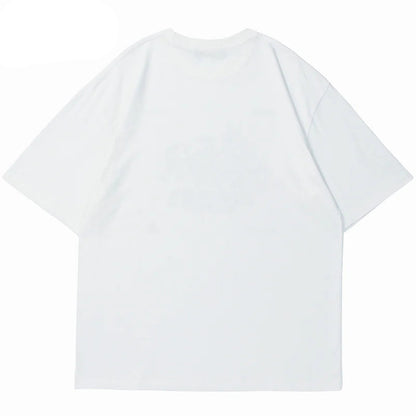 Hip Hop Men Streetwear T Shirt Japanese Kanji Animals Print T-Shirt 2023 Harajuku Cotton Casual Summer Short Sleeve Tshirt White Street King Limited