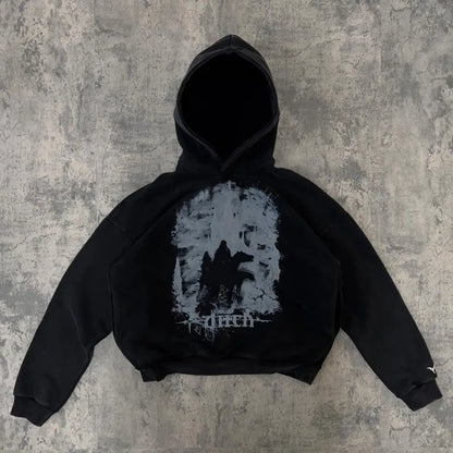 European and American New Dark Style Printed Oversized Hoodie Men Y2k Harajuku High Street Hip-hop Retro Fashion Pullover Women Street King Limited
