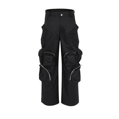 high street multi pokcets functional wide leg cargo pants unisex black straight baggy y2k overalls oversized loose trousers combat utility trousers