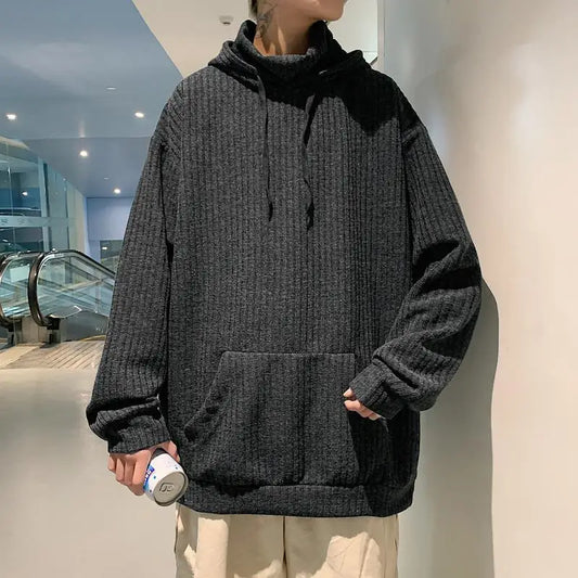 Retro knitted sweatshirt men's Japanese fashion brand ins spring and autumn hooded jacket Hong Kong style outer wear y2k top emo Street King Limited