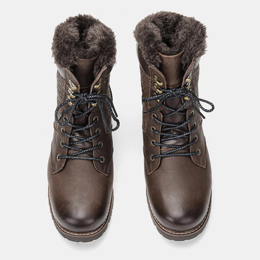 40~48 2023 Genuine Leather Ankle Boot Men Winter Boots Warm Comfortable Non-Slip Snow Boots Men #Dm1578 Street King Limited