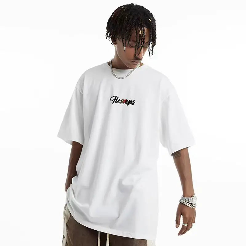 National trend American retro washed distressed short-sleeved t-shirt for men 2024 loose ins street style hip hop  men clothing Street King Limited
