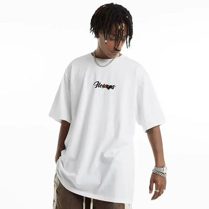 National trend American retro washed distressed short-sleeved t-shirt for men 2024 loose ins street style hip hop  men clothing Street King Limited