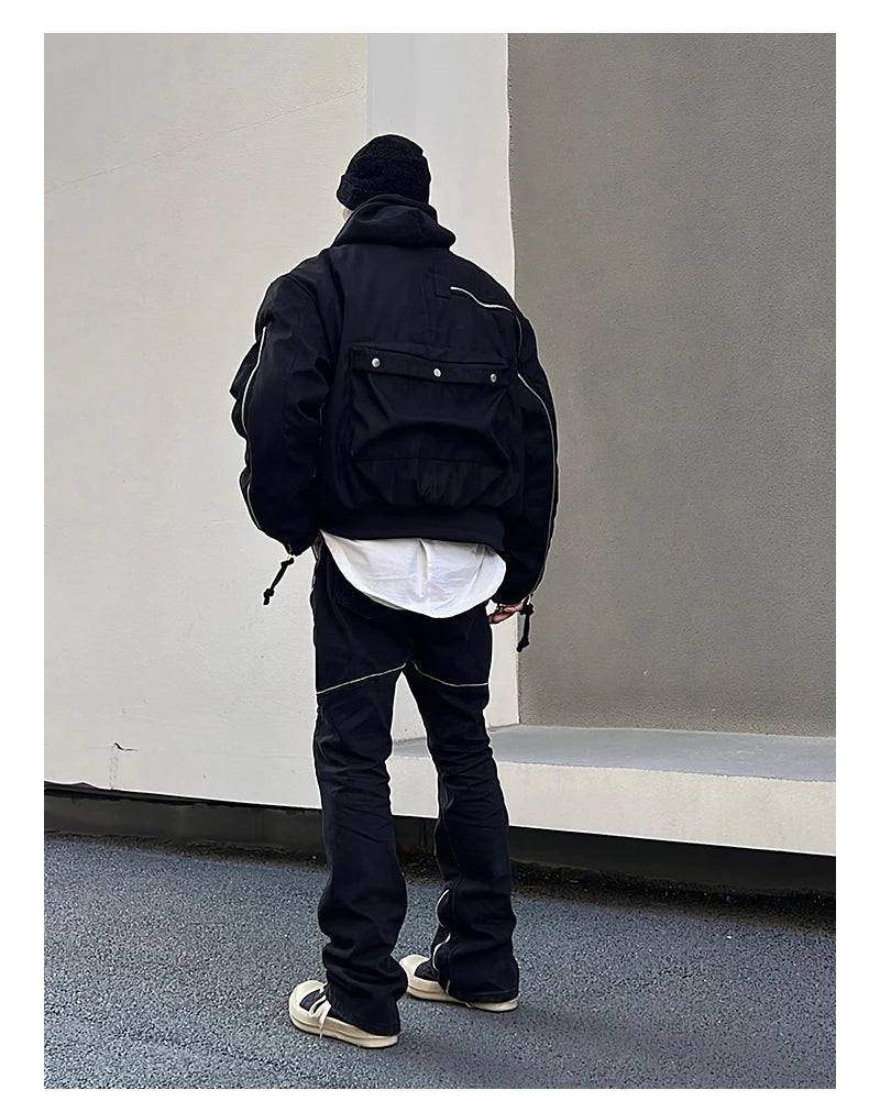 retro washed denim jean pants 2023 new casual zipper open loose straight jeans hip hop y2k pants mens jeans streetwear joggers unique joggers style 3196