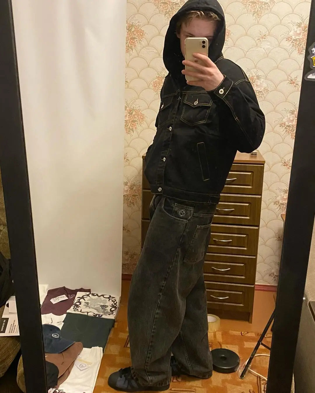 retro hip hop streetwear big boy jeans y2k embroidery pattern black baggy jeans pants men women fashion pants clothing urban skinny jeans