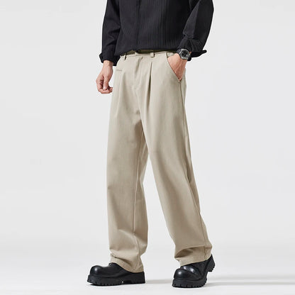 simple casual pants mens spring autumn loose fashion straight wide leg plus size pants cityboy streetwear trousers unique default style 2148