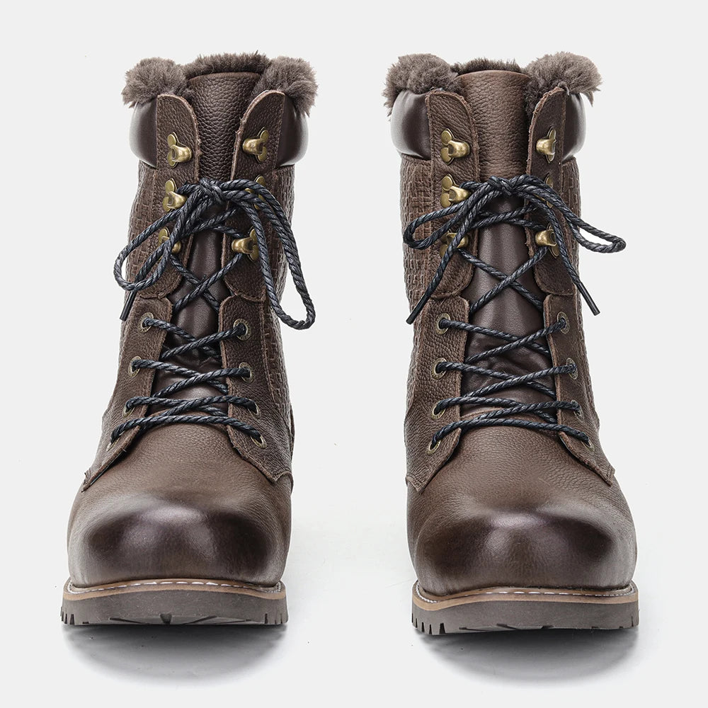 40~48 2023 Genuine Leather Ankle Boot Men Winter Boots Warm Comfortable Non-Slip Snow Boots Men #Dm1578 Street King Limited