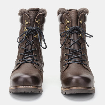 40~48 2023 Genuine Leather Ankle Boot Men Winter Boots Warm Comfortable Non-Slip Snow Boots Men #Dm1578 Street King Limited