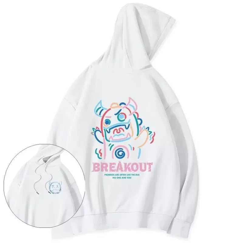Breakout Cattle Harajuku Prints Mens Pullover Hoodies Casual Loose Sweatshirts Male Fashion Autumn y2k Hoodie Hip Hop Tops Street King Limited
