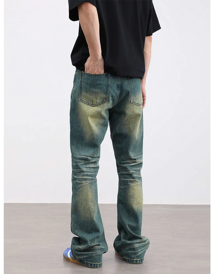 retro washed denim baggy jeans pants unisex hip hop fashion streetwear harajuku patchwork loose flare straight pants joggers men unique joggers style 1256