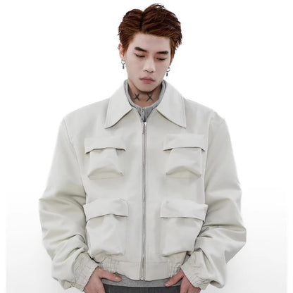 spring american pilot jacket mens street trend three dimensional multi pockets shoulder padded coats high street outwear unisex clean everyday pants