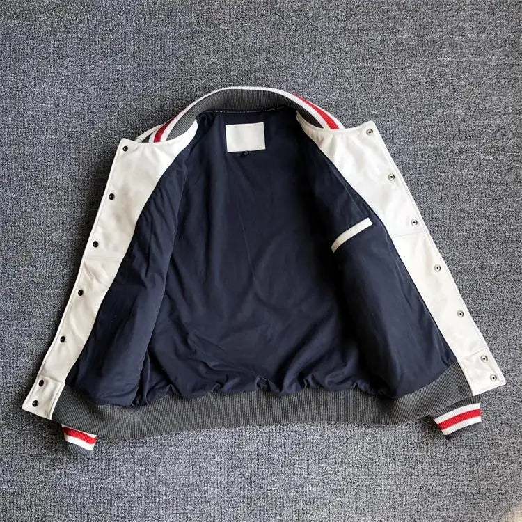 Leather Jacket Men Motorcycle Luxury Designer Embroidery Short Biker Baseball Jackets Y2k Streetwear Winter Bomber Coat White Street King Limited