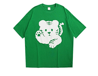 Rainbowtouches 2022 Mens T Shirts Men Tiger Print T Shirt Vintage Unisex High Street Couples Oversized Cute Pattern Men T Shirts Street King Limited