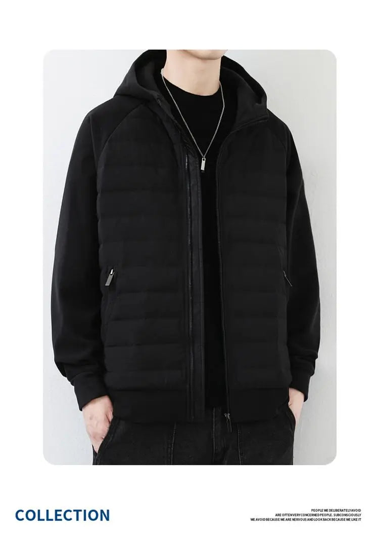 90 duck down jacket men fashion splice loose casual lightweight down hooded down jacket winter warm hoody coat outerwear unique default style 1133