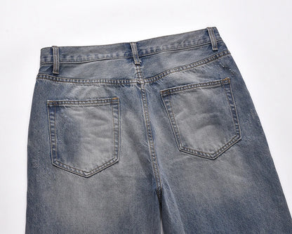 washed hole patchwork frayed blue baggy jeans mens straight y2k ripped pantalones hombre denim pants streetwear loose cargos unique cargo style 5605