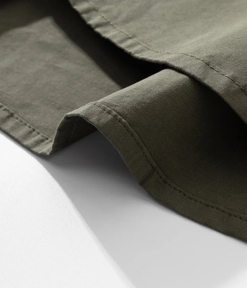 Men's Japanese Short Sleeve Cargo Shirt, Solid Color, Simple Fashion, Engineer Casual Shirt, 100% Cotton, New, Summer Street King Limited