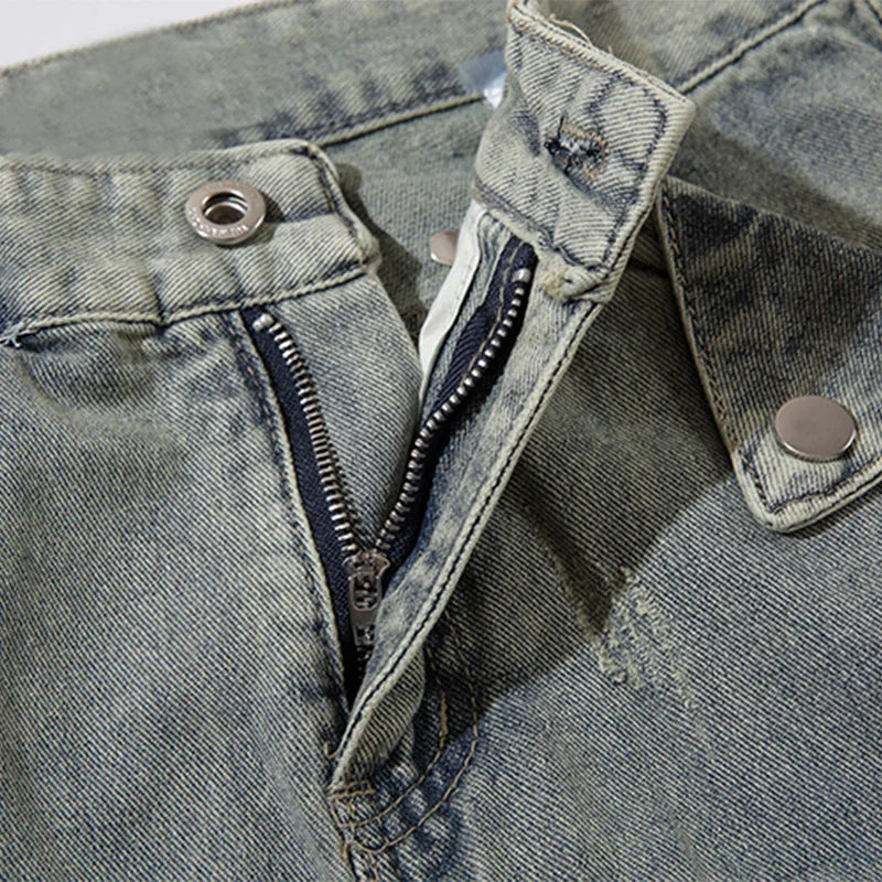 Men Jeans Multi Button Zipper Spliced Denim Trousers Harajuku Hip Hop Vintage Flare Pants Fashion Casual Streetwear Unisex Street King Limited