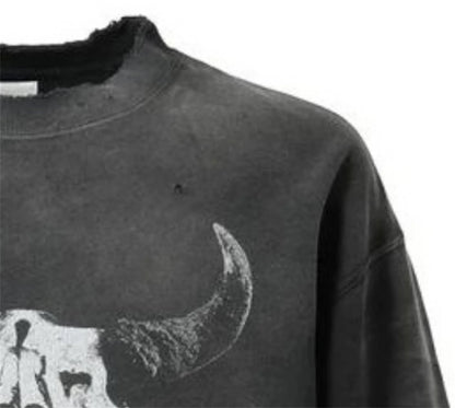 Vintage FW24 Devil print pattern High-Street Cotton Quality round neck pullover long sleeved sweatshirt Street King Limited
