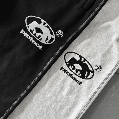 Fashion Drawstring Leg Tie Pants Street Casual Y2K Sweat Pants Men Embroidered High Street Oversized Cotton Straight Leg Pants Street King Limited