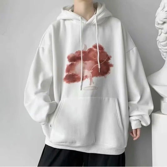 Autumn Hip Hop Oversize Hooded Sweatshirts For Men Streetwear Goth Cloud Graphic Y2K Hoodies Harajuku Vintage Pullover Hoody Street King Limited