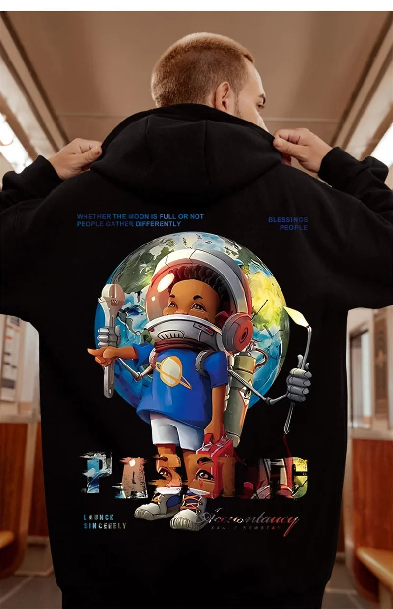 Autumn Anime Astronaut Boy Print Hoodie Sweatshirts Hombre Oversized Hip Hop Casual Fleece Hoody Y2K Vintage Streetwear Hoodies Street King Limited