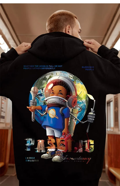 Autumn Anime Astronaut Boy Print Hoodie Sweatshirts Hombre Oversized Hip Hop Casual Fleece Hoody Y2K Vintage Streetwear Hoodies Street King Limited