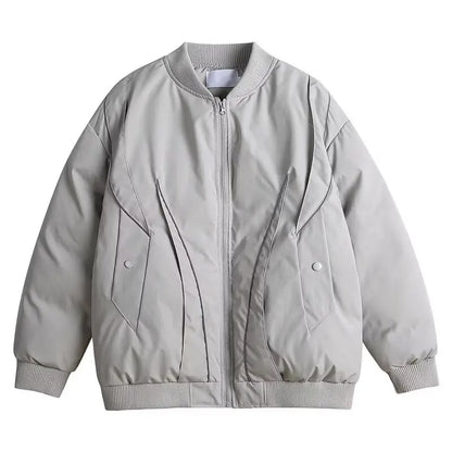 Winter Thickening Flying Baseball Uniform Solid Multi Pocket Simplicity Warm Cotton Jacket 2024 New Streetwear Male Parkas Street King Limited